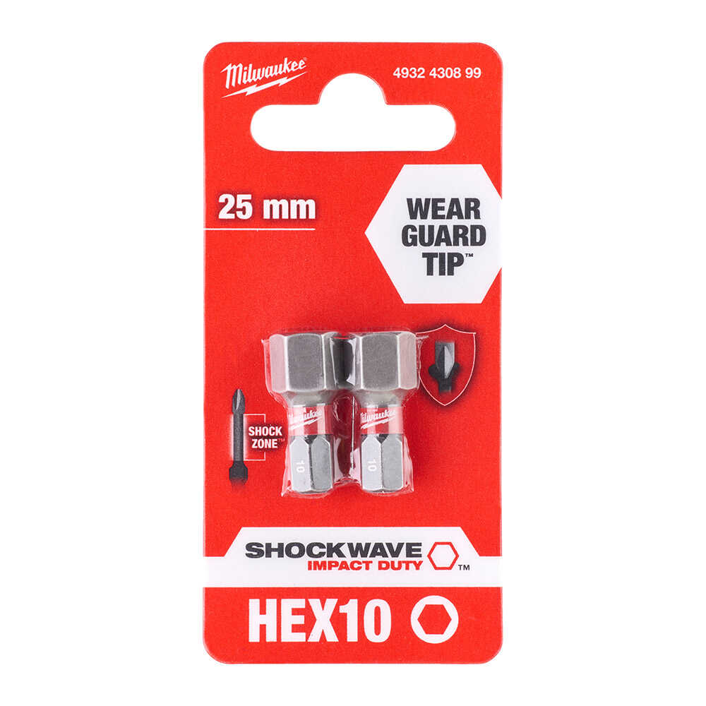 BİTS UÇ HEX10,0mm 25mm 2'Lİ PKT SHOCKWAVE İMPACT
