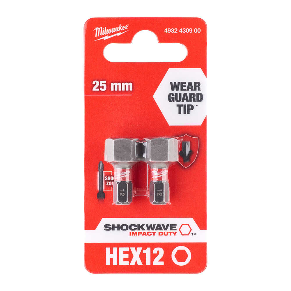 BİTS UÇ HEX12,0mm 25mm 2'Lİ PKT SHOCKWAVE İMPACT