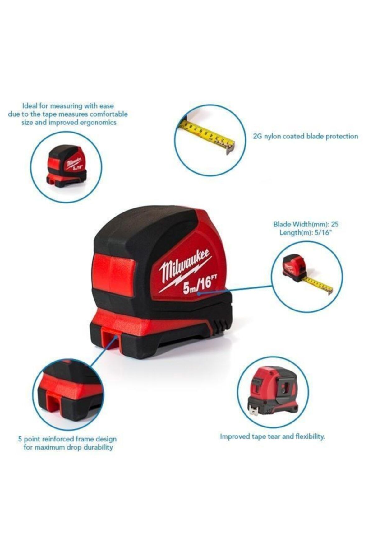 ŞERİT METRE PRO KOMPAKT 5mt/16 inc
