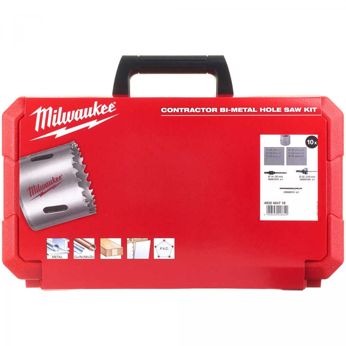 MİLWAUKEE PANÇ SETİ 10 PARÇA CONTRACTOR SERİ HSS-Bİ METAL